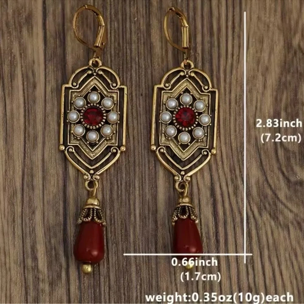 Marquis Ethnic Bordo Vintage Bronze Brushed Earrings - Picture 4 of 8